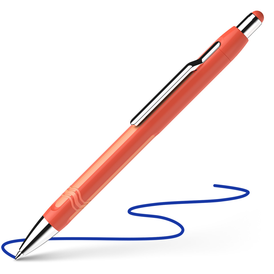 Kugelschreiber, Schreibgerät, Kugelstift, Orange, Gekrümte Linie