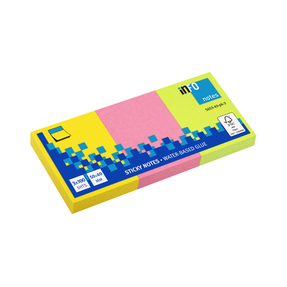 Sticky notes, Notizblock, Haftnotizen, Wasserbasierte Klebstoff, Mehrfarbig