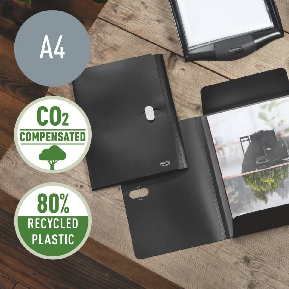 A4, Schwarz, Hülle, Klemmbinder, Recycle Plastik