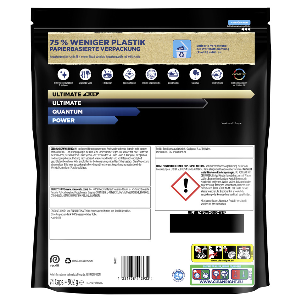 Kapsel-Verpackung, Reinigungsmittel, 75% weniger Plastik, Glanz/Glänzend, Rückseite Barcode