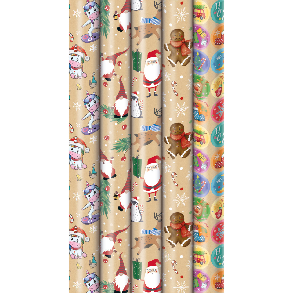 Weihnachtspapier, Geschenkpapier, Santa, Schneeflocken, Weihnachtsmotiven