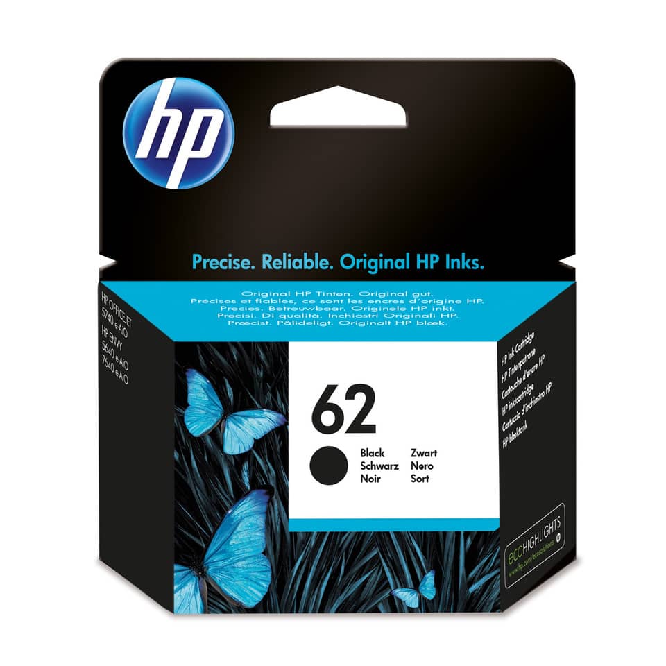 Tintenpatrone, HP Tintenpatrone, Schwarz, 62, Original HP Ink