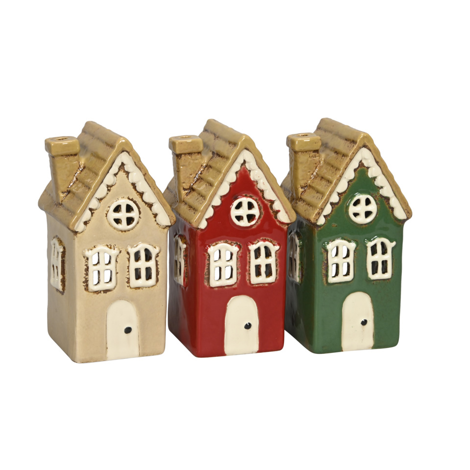 Mini-Häuser, Keramik-Deko, Hausfiguren, bunte Häuser, Wohnaccessoire
