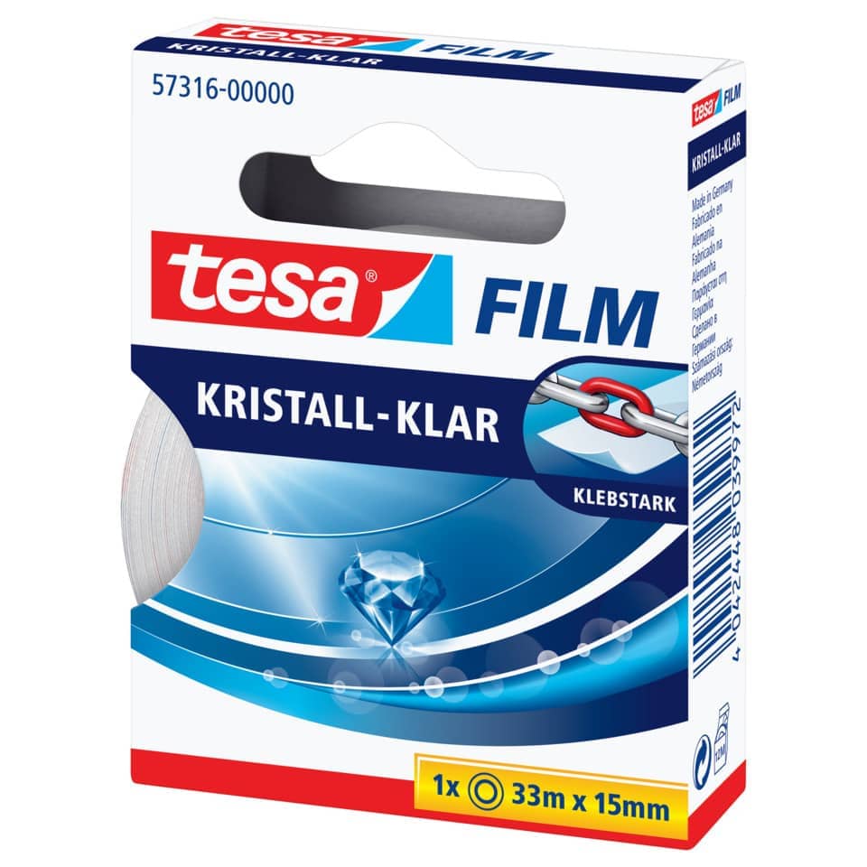 Klebeband, Filmband, Kristall-Klar, Klebstark, Durchmesser 33m