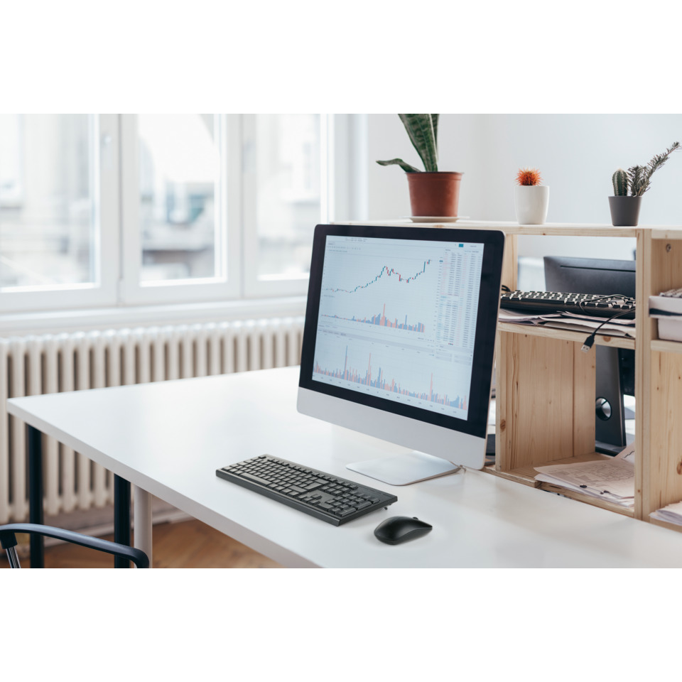 computer, monitor, schreibtisch, büro, arbeitsplatz