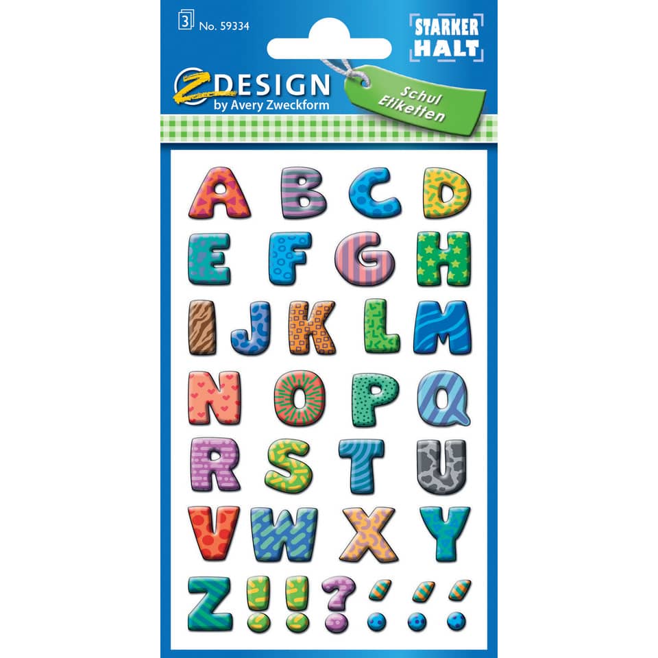 Buchstaben, Alphabet, Aufkleber, Bunte Buchstaben, Schullabels