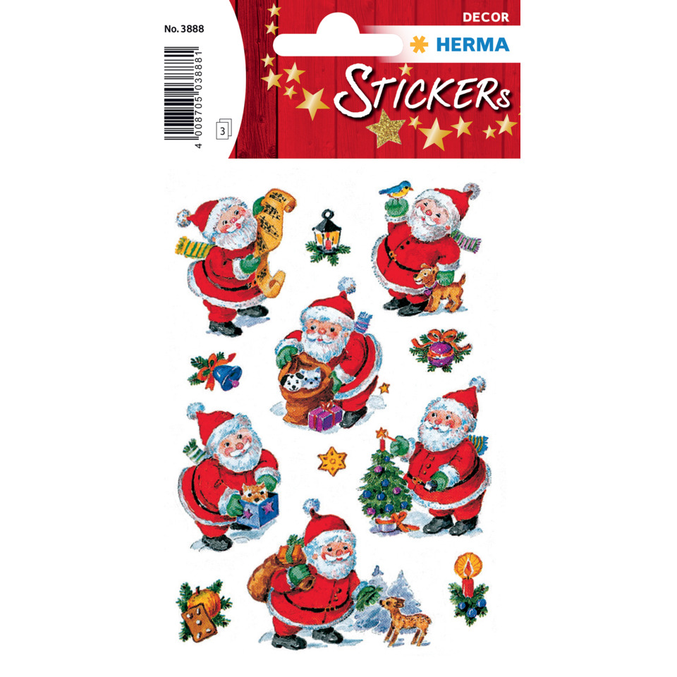 Weihnachtsaufkleber, Santa Sticker, Weihnachtsmann, Weihnachtsdeko, Tiere