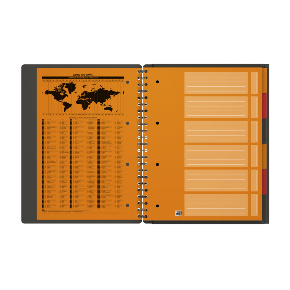 Notizbuch, Spiralbindung, Ordnungsordner, Tagebuch, Karteikarten-Layout, Organizer, Spiral notebook, Orange insert, Dividers, Calendar page