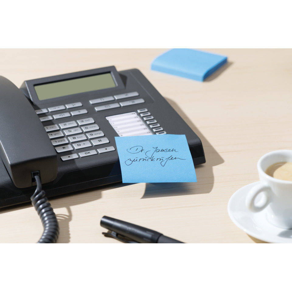 Telefon, Druckertelefon, Telefonanlage, Kaffeetasse, Notizblatt