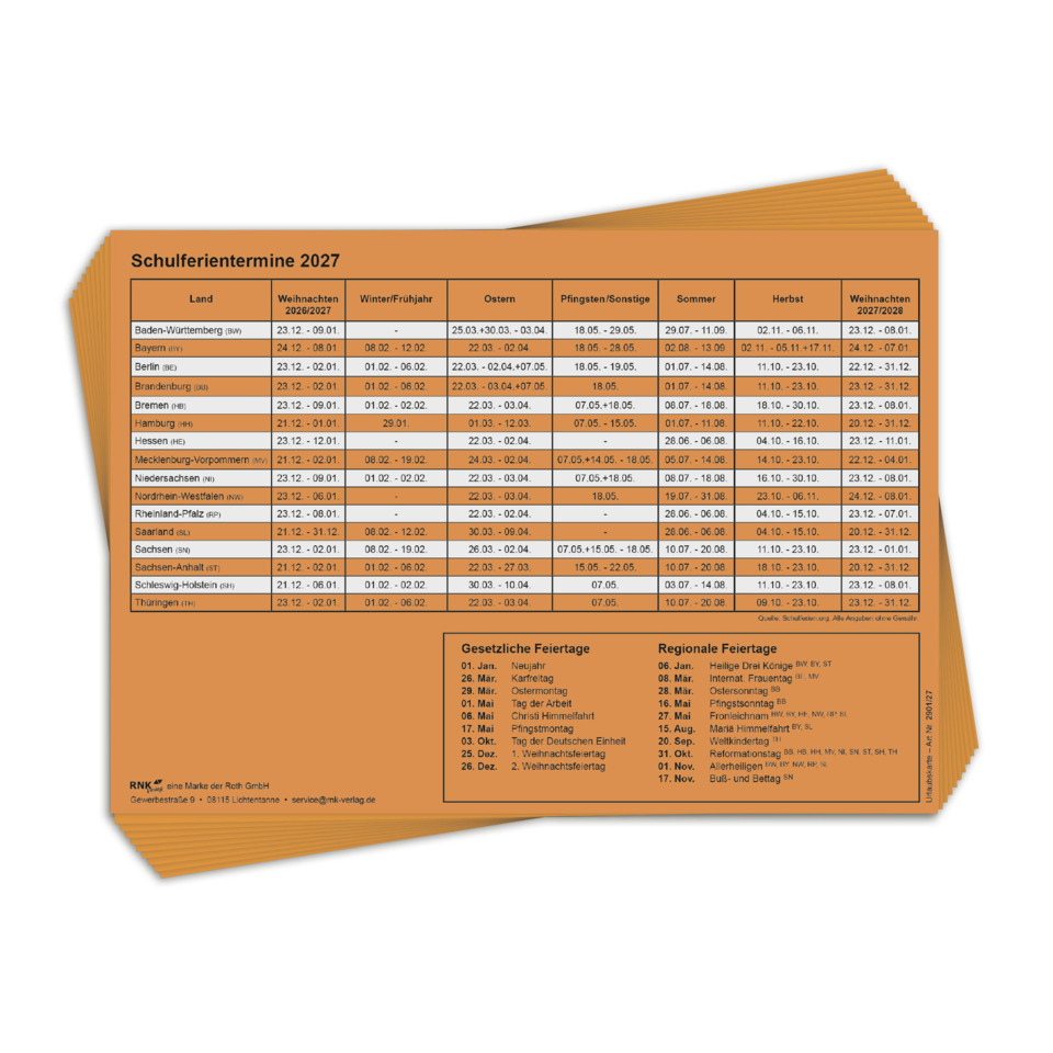 Kalender, Schulferien, Terminplan, orange, Bild