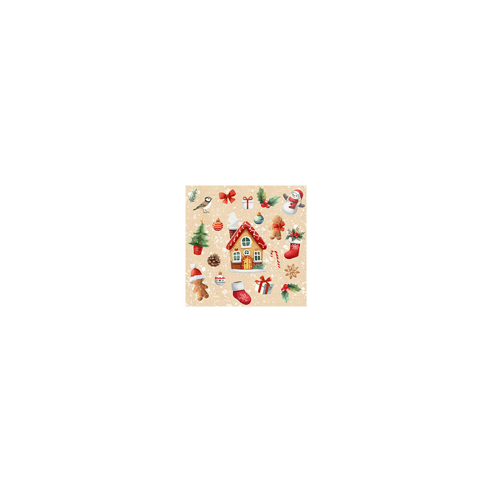 Weihnachtsdorf, Haus, Schneemann, Tannenzweige, Geschenke