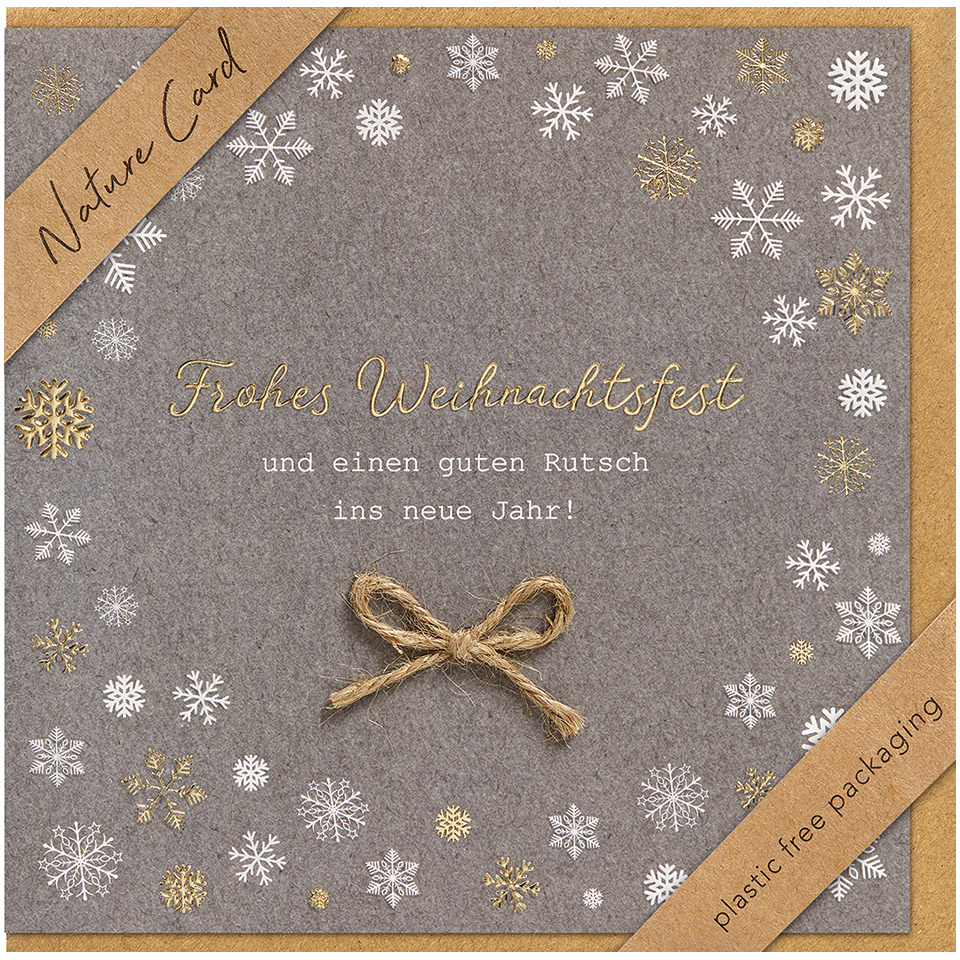 Weihnachtskarte, Schneeflocken, Glitzer, Knoten, Papierkarton