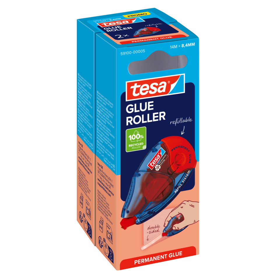 Klebe-Roller, Permanentkleber, Kleberrolle, nachfüllbar, Tesa