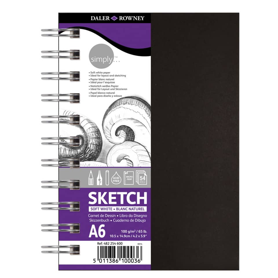 Skizzenbuch, A6, Spiralbindung, weiches Weißes Papier, Naturzeichnung