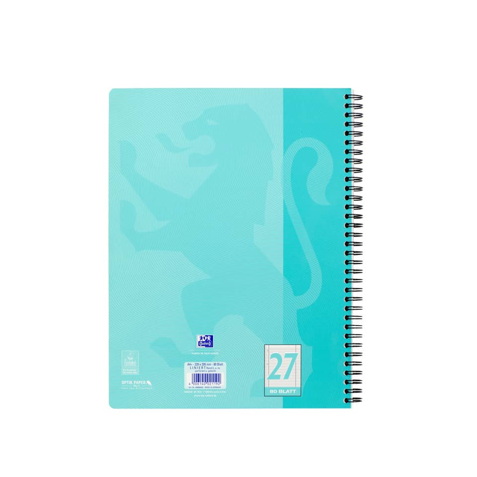Notizbuch, Spiralbindung, Türkis, A4, Einband-Design