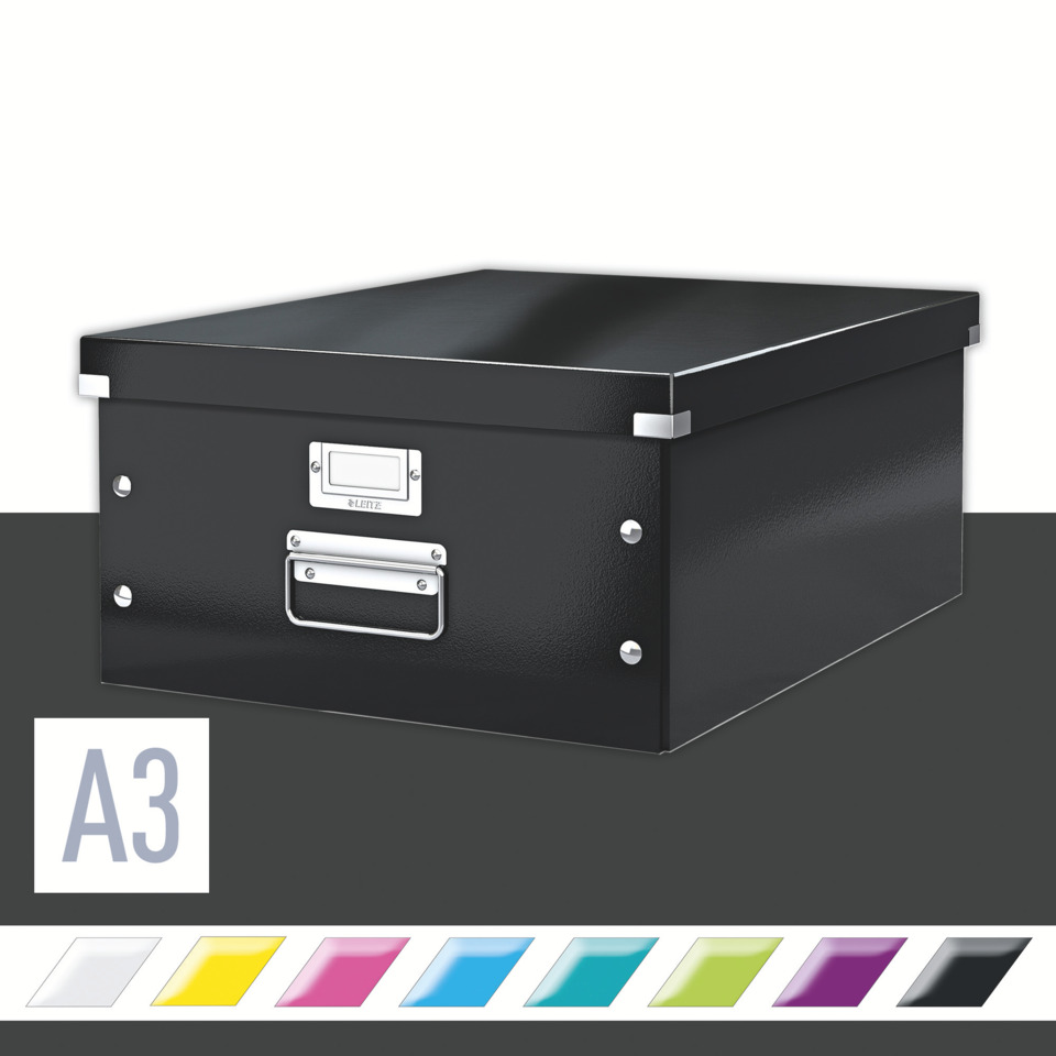 Koffer, Box, Alubox, AKTE Box, A3-Format, Aktenbox, Aufbewahrungsbox, Koffer, Schwarz, Metalloptik