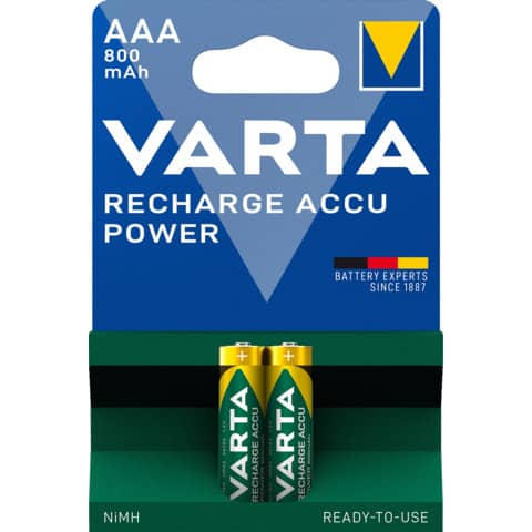 Batterie Akku Power, HR03/AAA/Micro, NiMH 800mAh, 2 Stück VARTA 56703101402