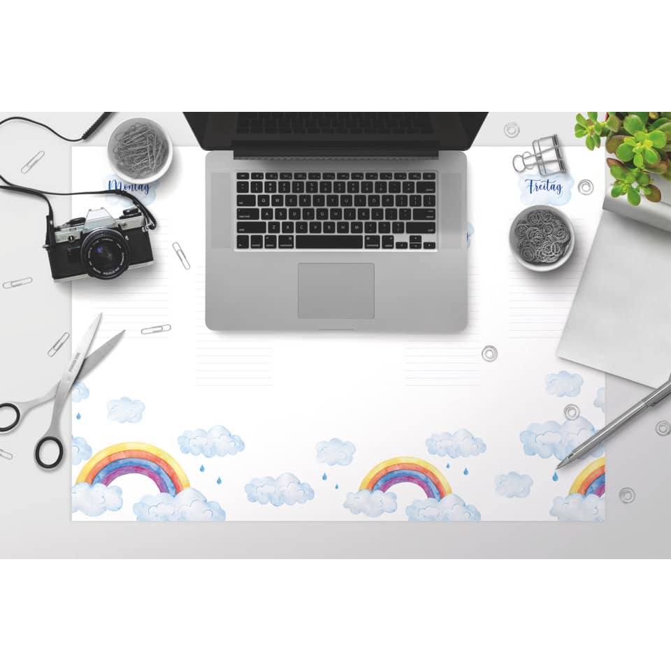 Laptop, Desk, Kamera, Notizbuch, Schere