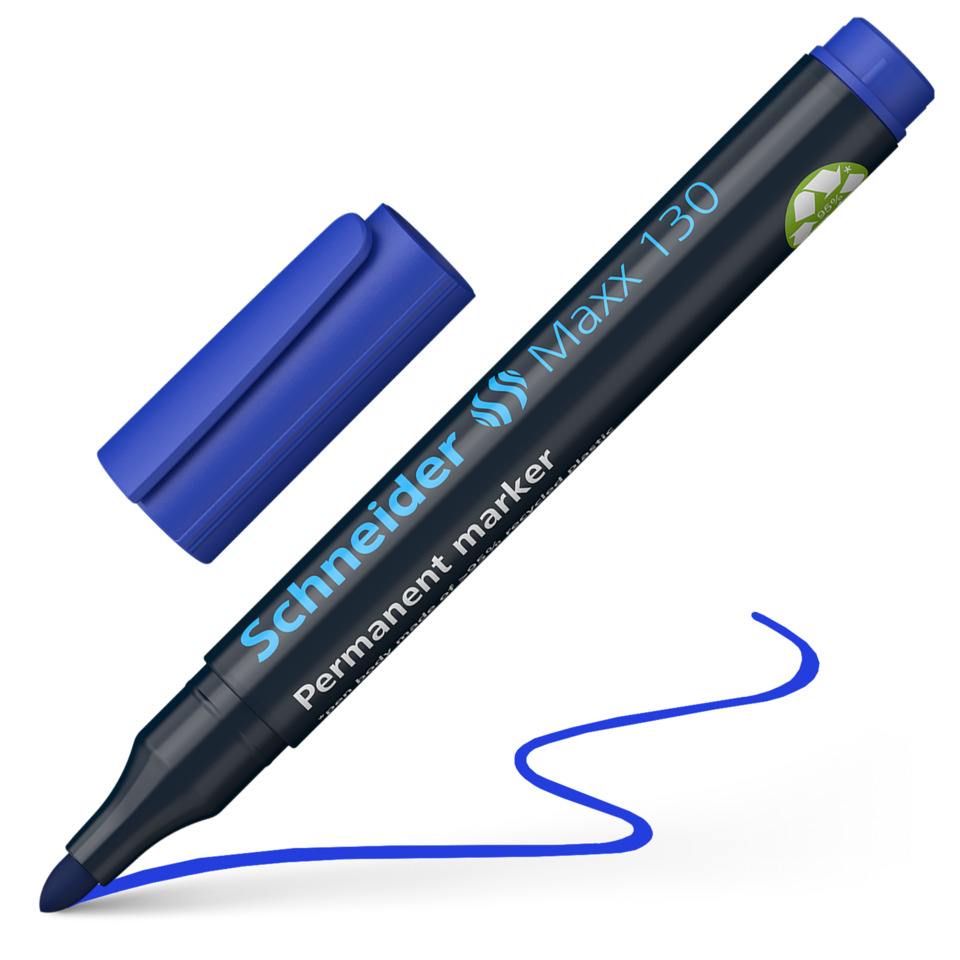 Permanentmarker, Blau, Schneidspitze, Feine Spitze, Schneider Maxx 130