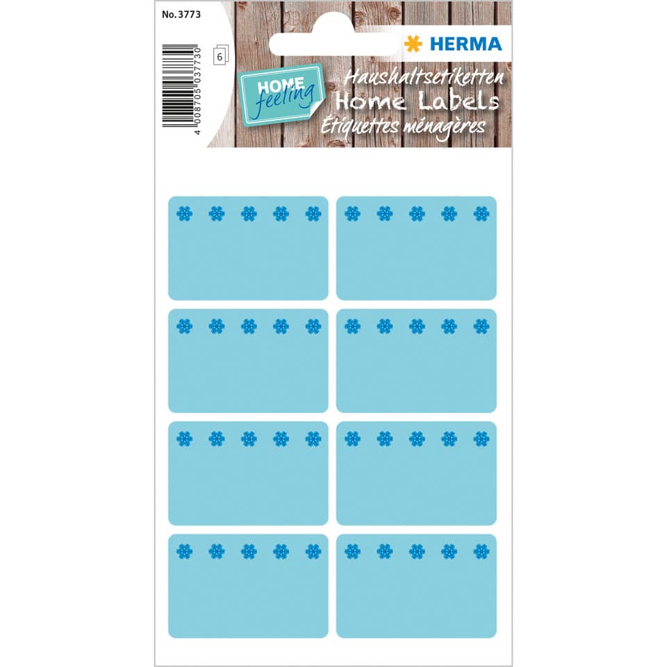 home labels, label sheets, stickers, blue tags, flower border