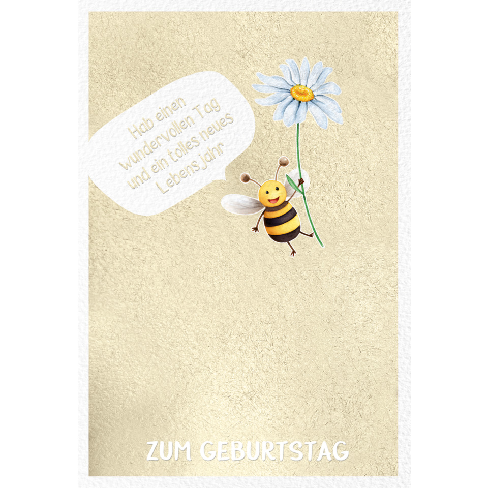 geburtstag, karte, falter, biene, blume