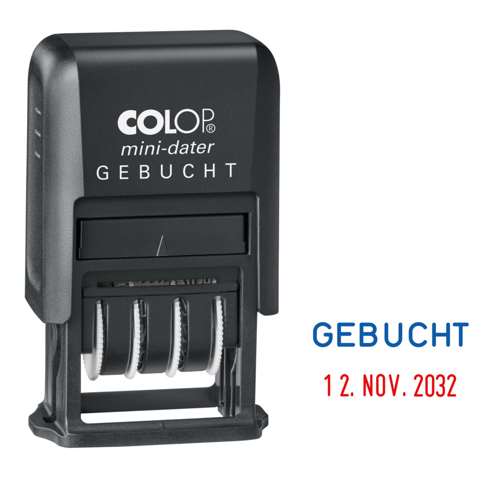Stempel, Datumsstempel, Mini-Dater, GEBUCHT, UHRZEILEN
