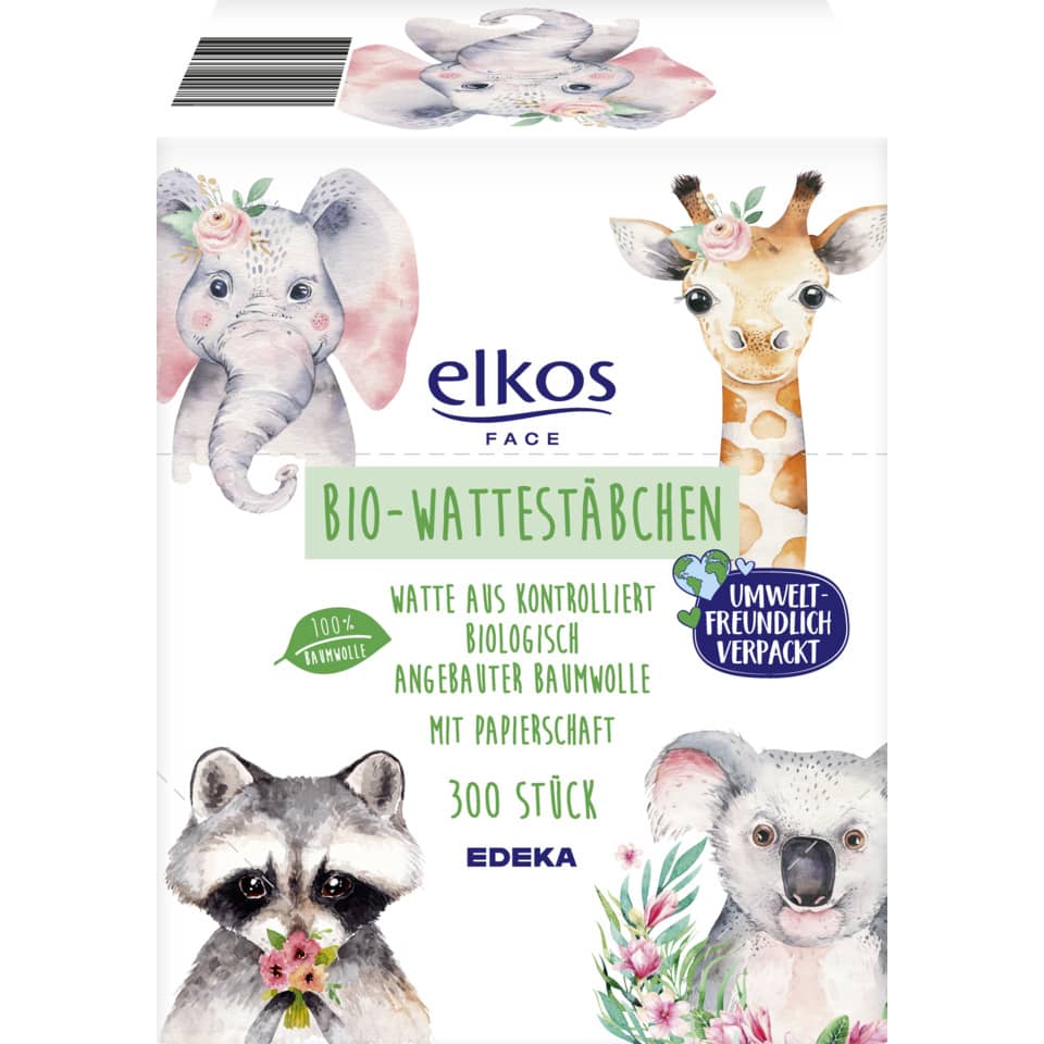 Bio-Wattestäbchen, Baumwollstärke, Umweltfreundlich, Tiermotiv, Baumwollpapier