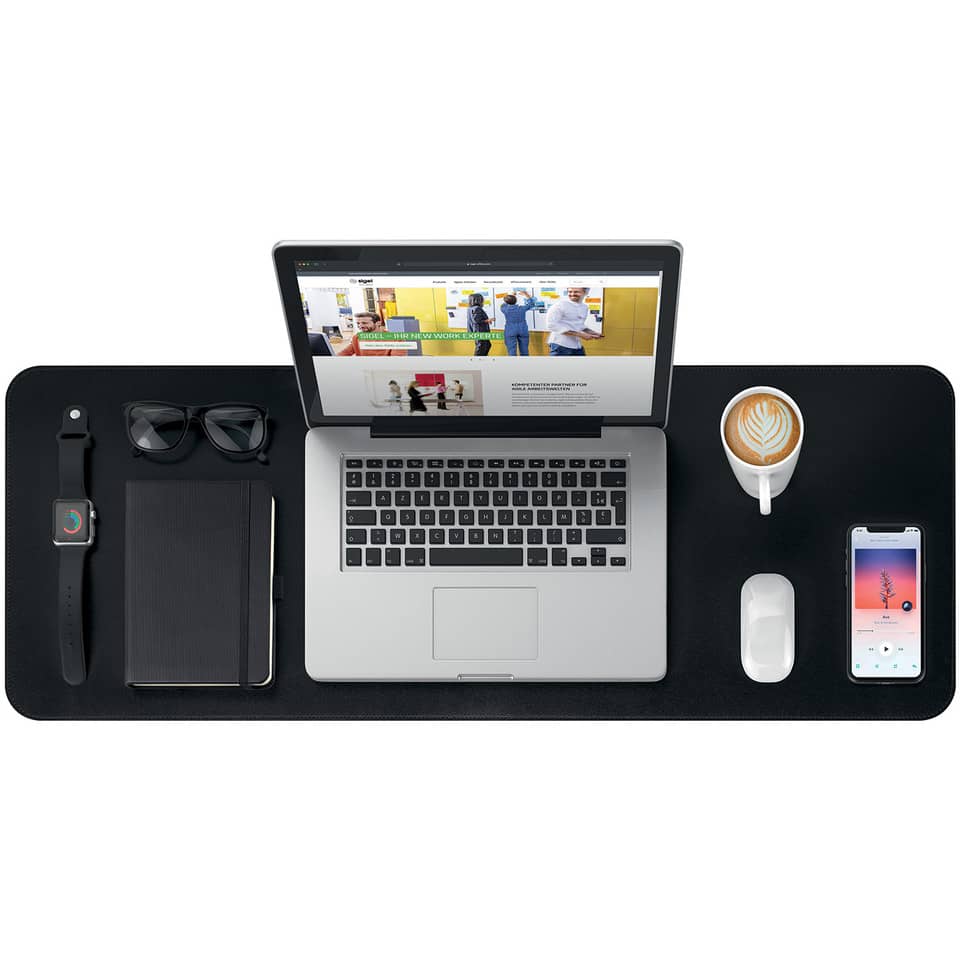 Schreibtischmatte, Laptop-Setup, Brille, Smartwatch, Telefonzubehör