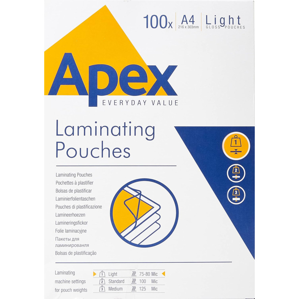 Laminierende Folien, A4, Glanzfolien, 100 Blätter, Light