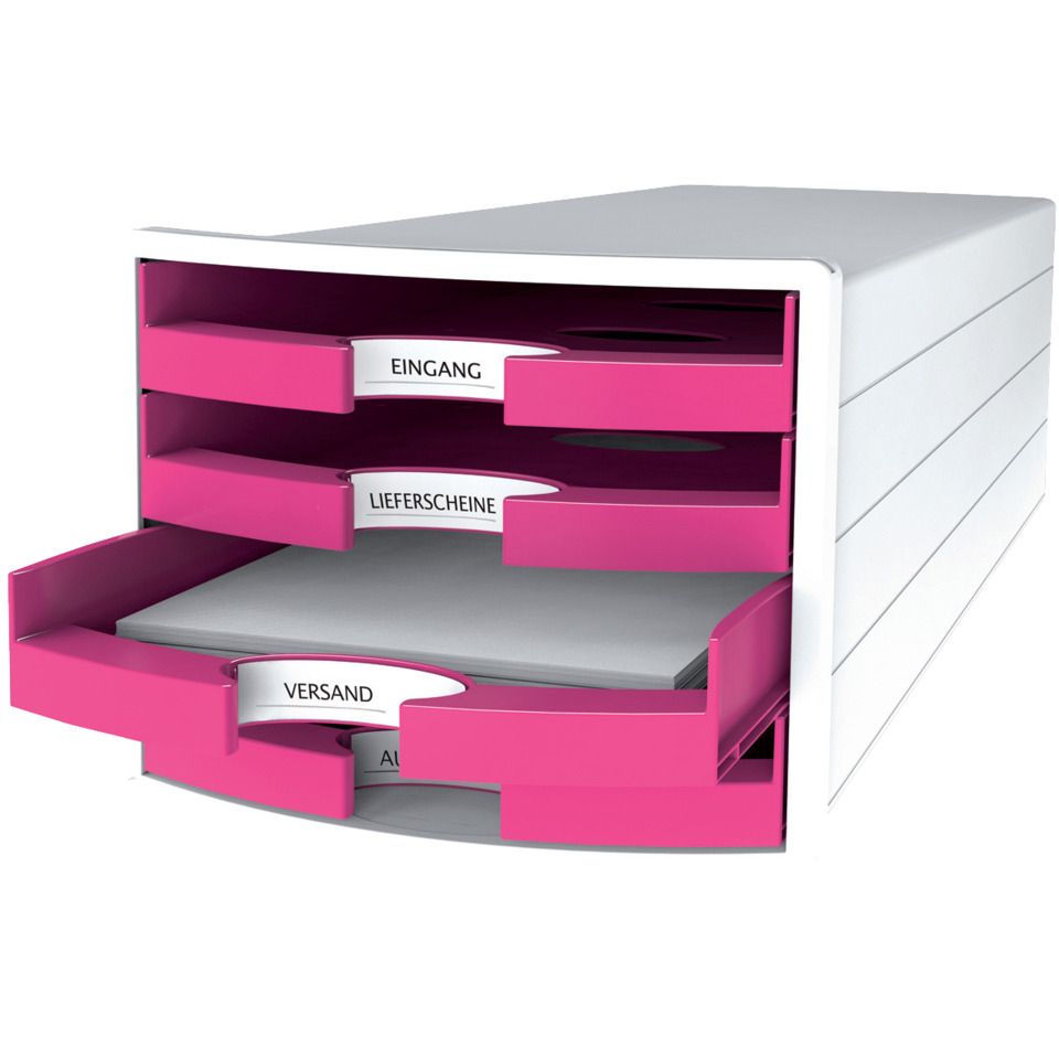 Schublade, Organisationsbox, Dokumentenbox, Papiersortierung, Schwarz-pink