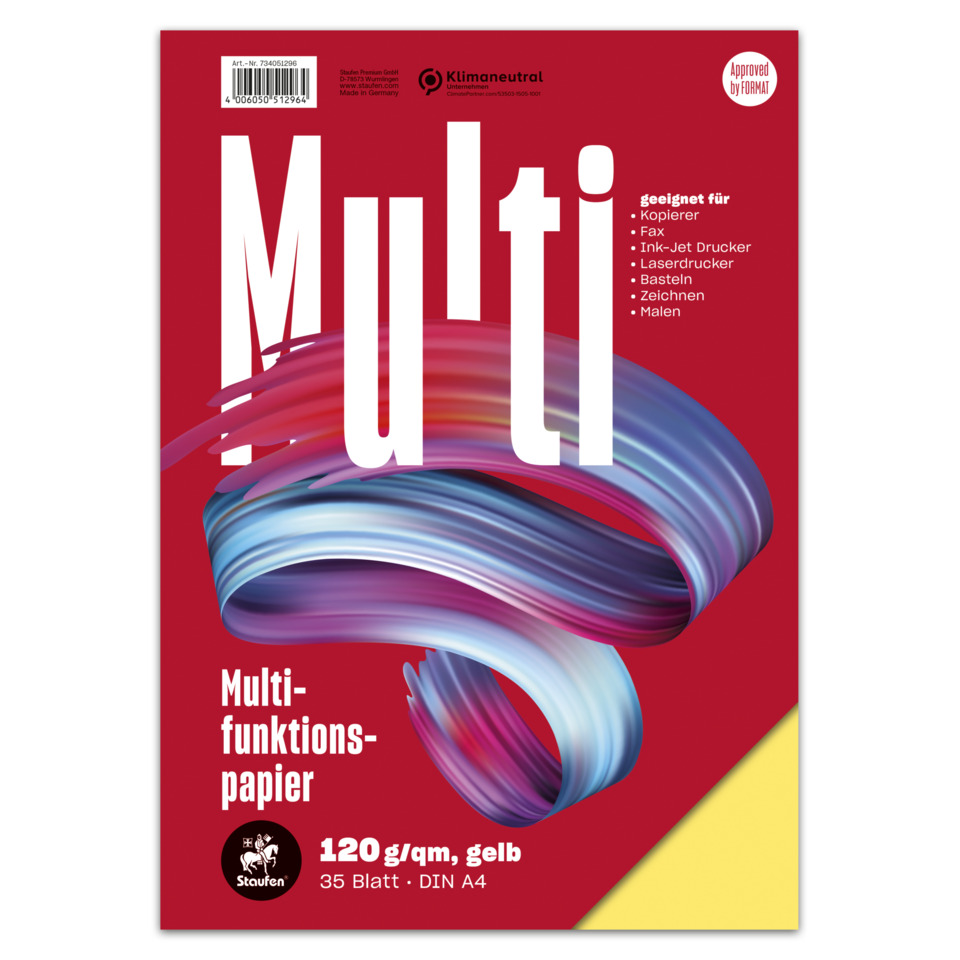 Multifunktionspapier, DIN A4, 35 Blatt, 120 g/m², farbenfroh