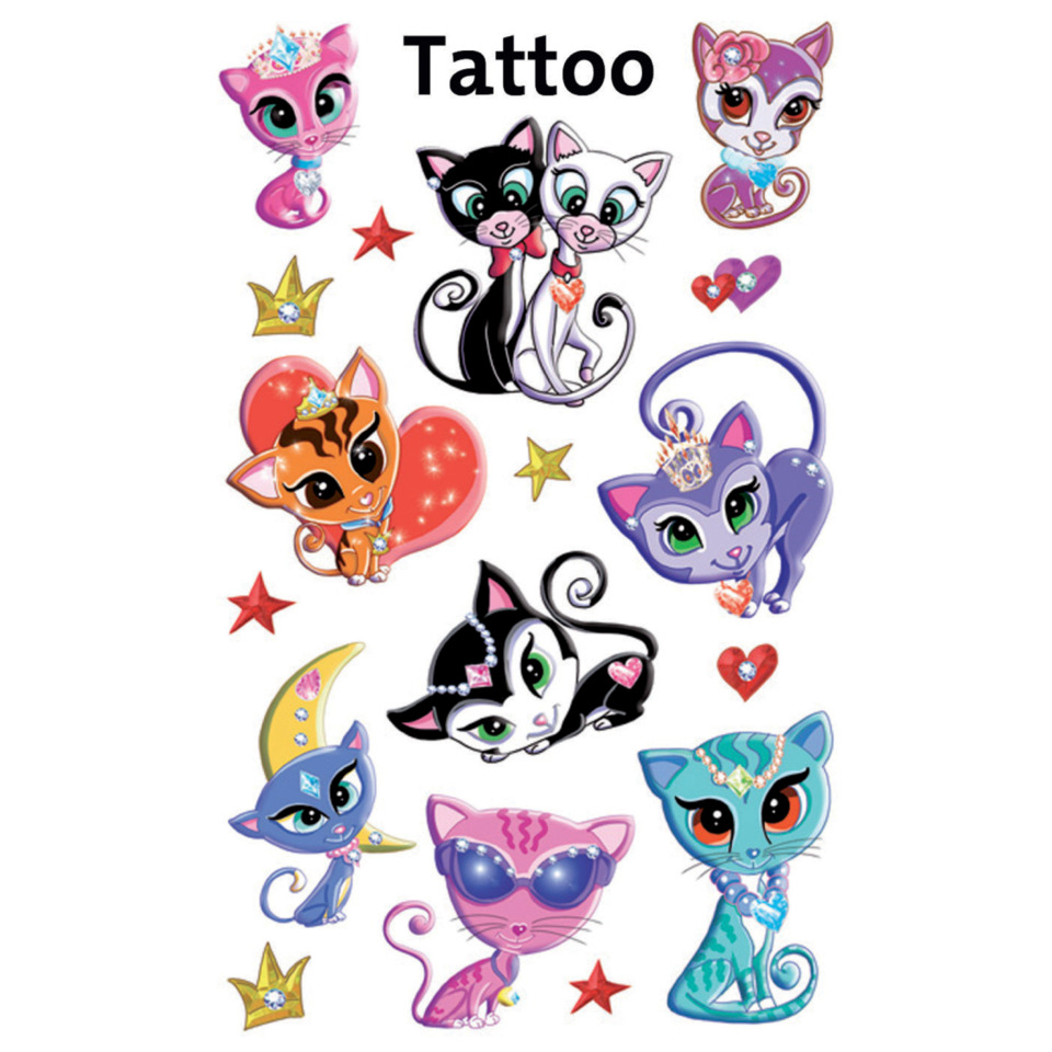 Katzen Sticker, Tiermotive, Süße Katzen, Herzformen, Sternenmotiven