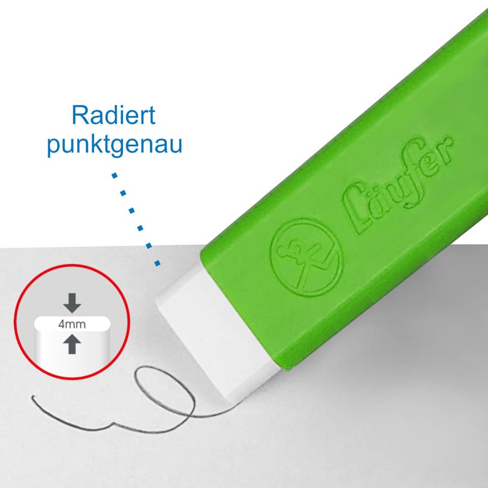 Klebestift, Radierkappe, Gummi-Stopfen, 4mm Markierung, Bleistiftführung