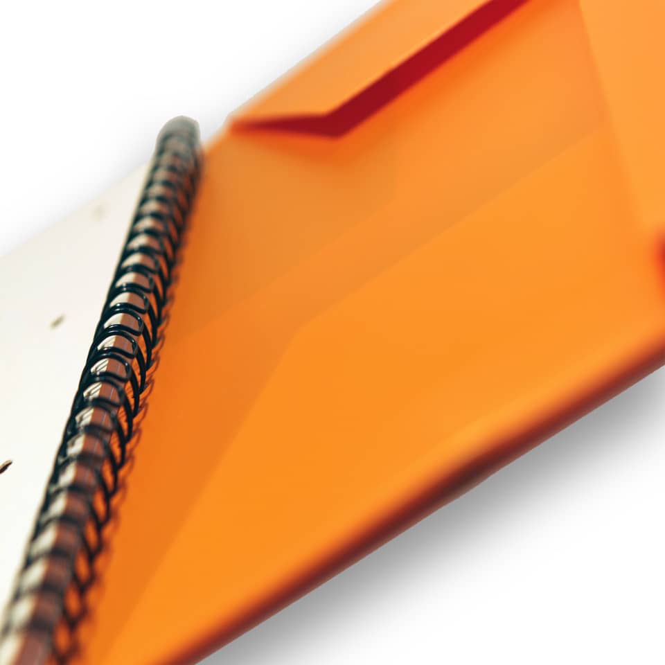 spiral binding, notebook, orange cover, wirebound, stationery
