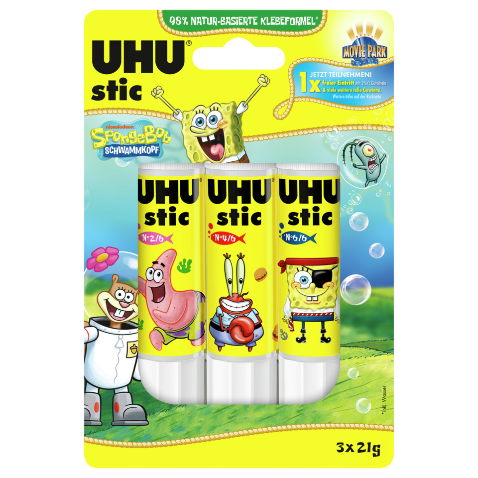 Kleber, Stifte, Kleberstift, Spongebob, 3x21g