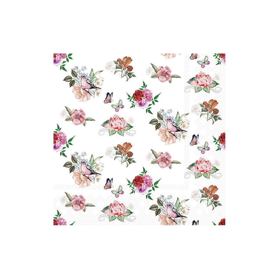 Florales Muster, Rosen, Vögel, Schmetterlinge, Blumen