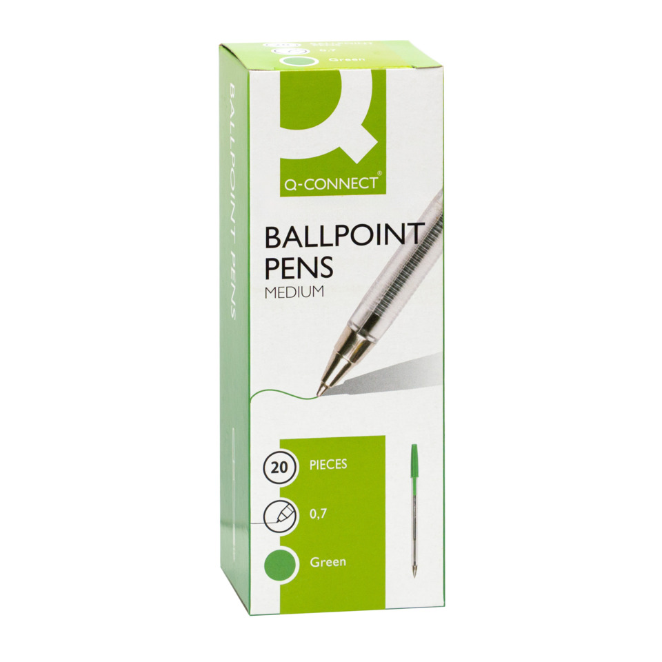 Ballpoint Pens, Medium, Green, Pen Tip, Pieces 20