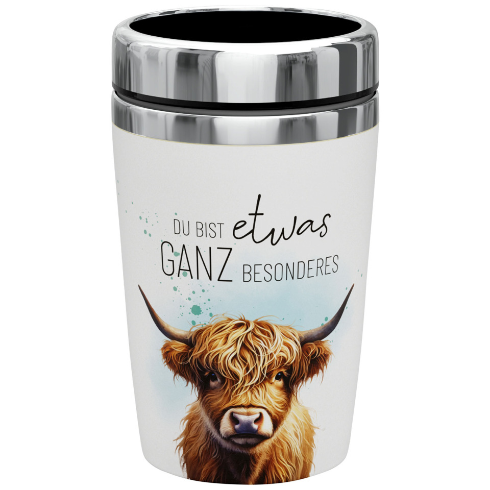 Becher, Thermobecher, Kaffee, Hochglas, Motiv