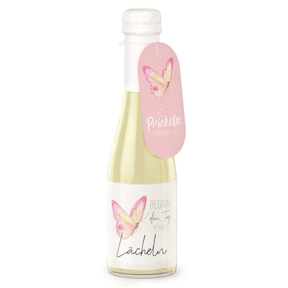 Weißwein, Flasche, Schmetterling, Rosa Etikett, Duftiges Geschenk