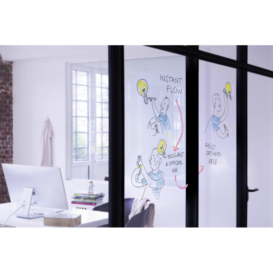 Office, Workspace, Glass wall, Whiteboard art, Illustration