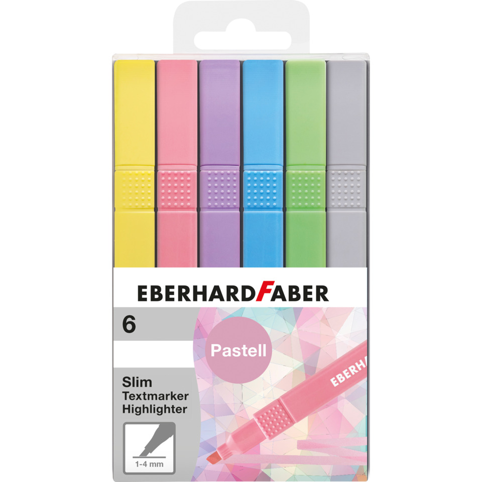 Textmarkeretui Slim Pastell, 6 Stück EBERHARD FABER 551506