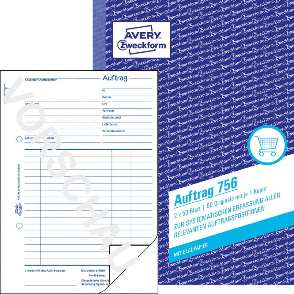 Auftragsformular, Papier, Blaue Verpackung, Blau Weiß, Markenpapier