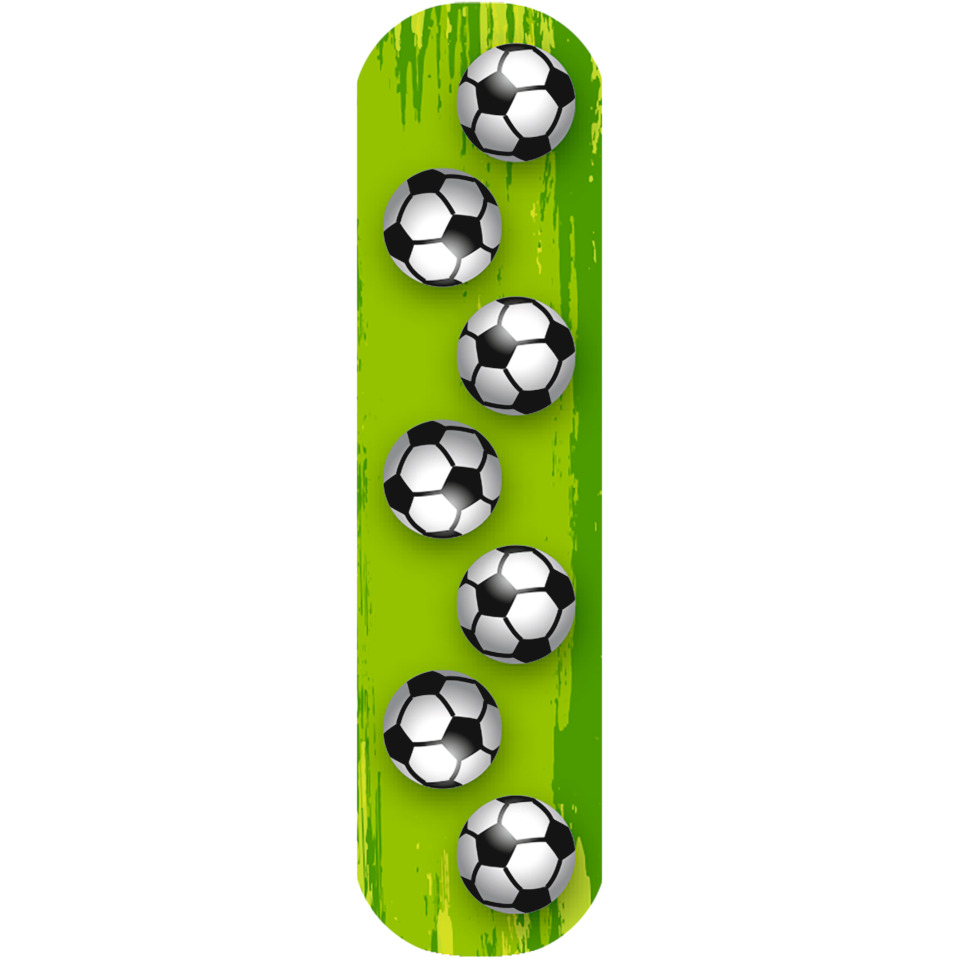 fußballball, aufkleber, stickerstreifen, grüner hintergrund, ballenmuster
