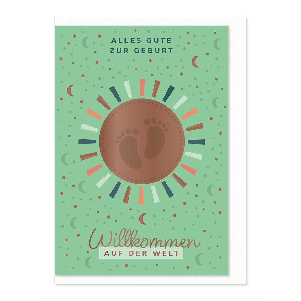 Willkommen, Welt, Karte, Geburtstag, Fußabdruck