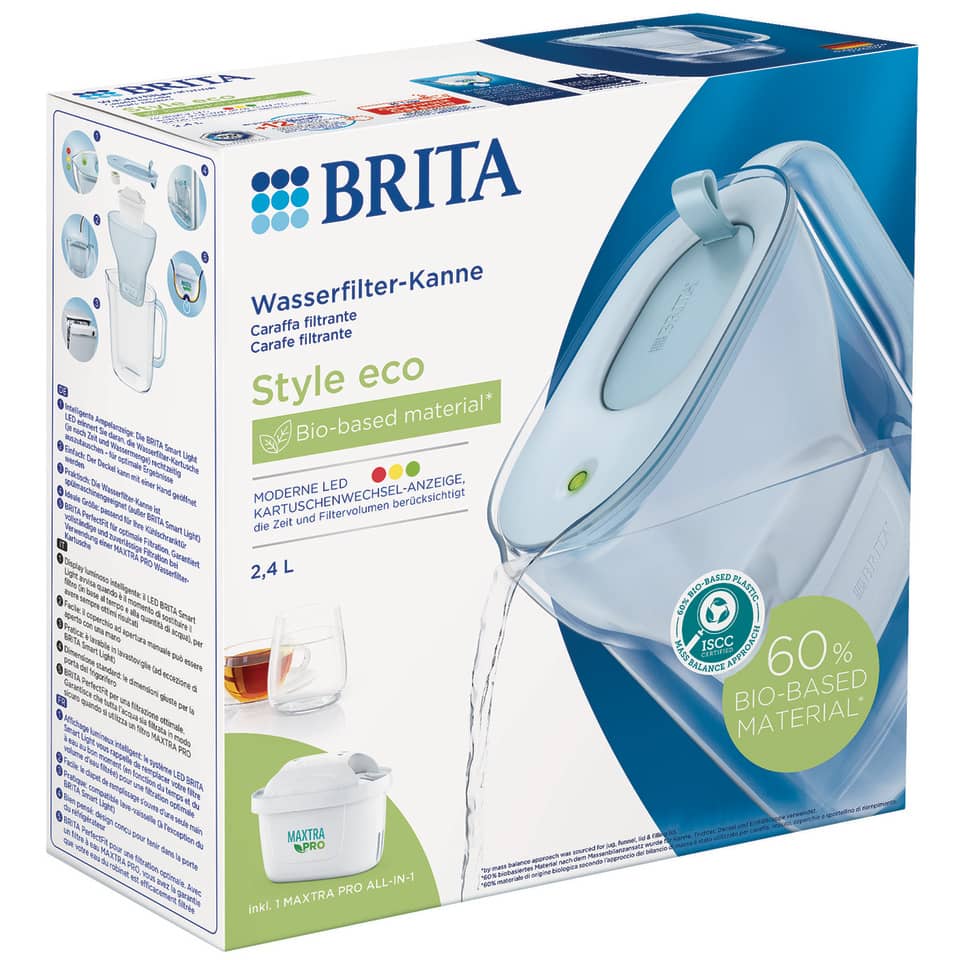 Wasserfilter-Kanne, Style Eco, Bio-basiertes Material, 2,4 L, Bräta-Filterlampe?