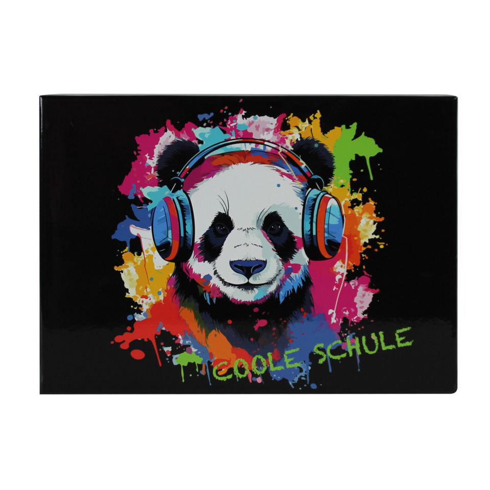 Panda, Kopfhörer, Artwork, Bunt, Schwarz盒