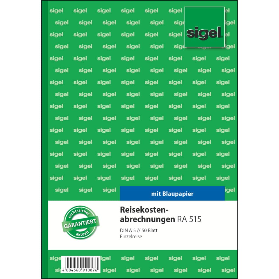 Reisekostenabrechnung, RA 515, DIN A5, Einzelreise, Blaupapier