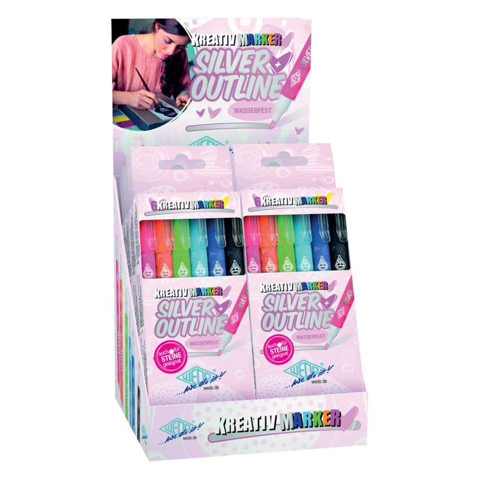 Marker, Silber Outline, Kreativmarker, Filzstift, Wasserfest