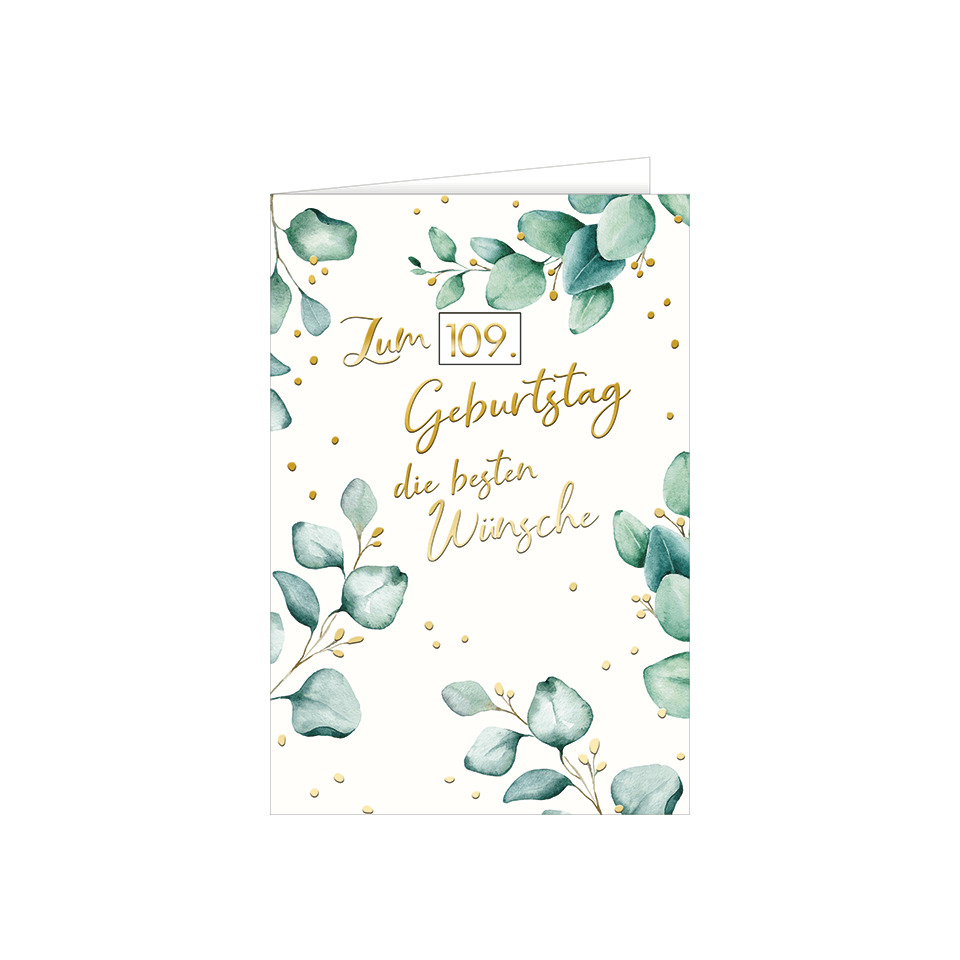 Grußkarte, Geburtstag, Blätter, Gold, Feine Schrift