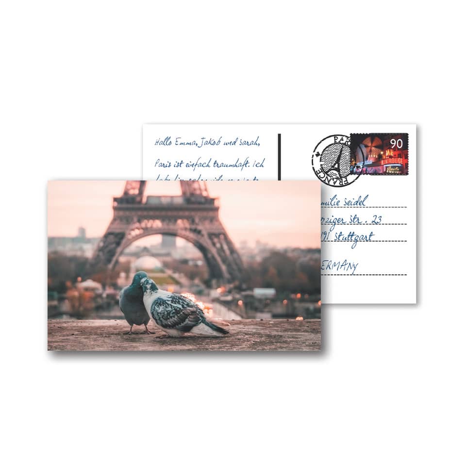 Paris, Tauben, Eiffelturm, Foto, Postkarte